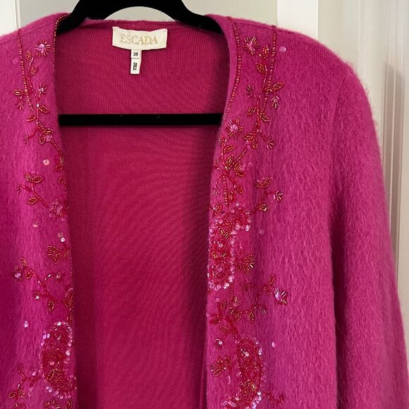 Escada Mohair Cardigan Sweater Size 38 Color Pink - Picture 2 of 6